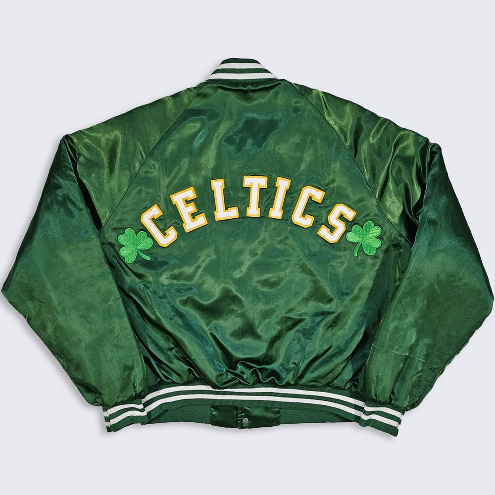 Boston Celtics Vintage 80s Chalk Line Satin Bomber Jacket